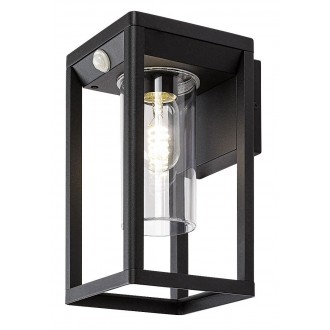 RABALUX 77086 | Zernest Rabalux zidna svjetiljka sa senzorom, svjetlosni senzor - sumračni prekidač 1x E27 IP54 crno, prozirno