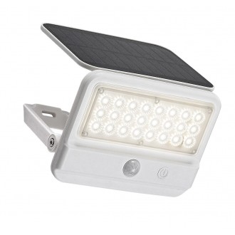 RABALUX 77090 | Flaxton Rabalux zidna svjetiljka sa senzorom, svjetlosni senzor - sumračni prekidač solarna baterija, elementi koji se mogu okretati 1x LED 700lm 4000K IP54 bijelo, prozirno, crno