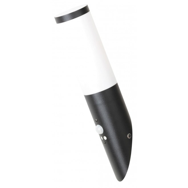 RABALUX 8146 | Black-torch Rabalux zidna svjetiljka okrugli sa senzorom UV odporna plastika 1x E27 IP44 UV crno mat, bijelo