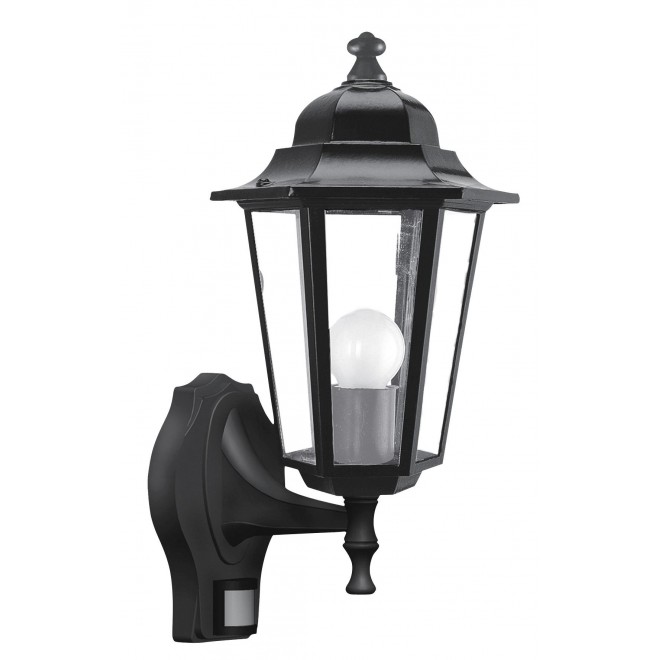 RABALUX 8217 | Velence1 Rabalux zidna svjetiljka sa senzorom 1x E27 IP43 crno, prozirno