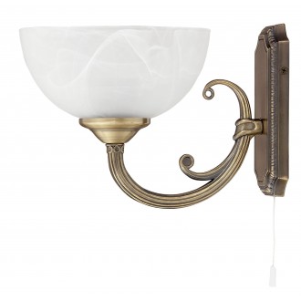 RABALUX 8541 | Marlene Rabalux zidna svjetiljka s poteznim prekidačem 1x E14 bronca, bijelo alabaster