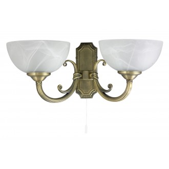 RABALUX 8542 | Marlene Rabalux zidna svjetiljka s poteznim prekidačem 2x E14 bronca, bijelo alabaster
