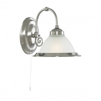 SEARCHLIGHT 1041-1 | American-Diner Searchlight zidna svjetiljka s poteznim prekidačem 1x E27 saten srebro, bijelo, opal