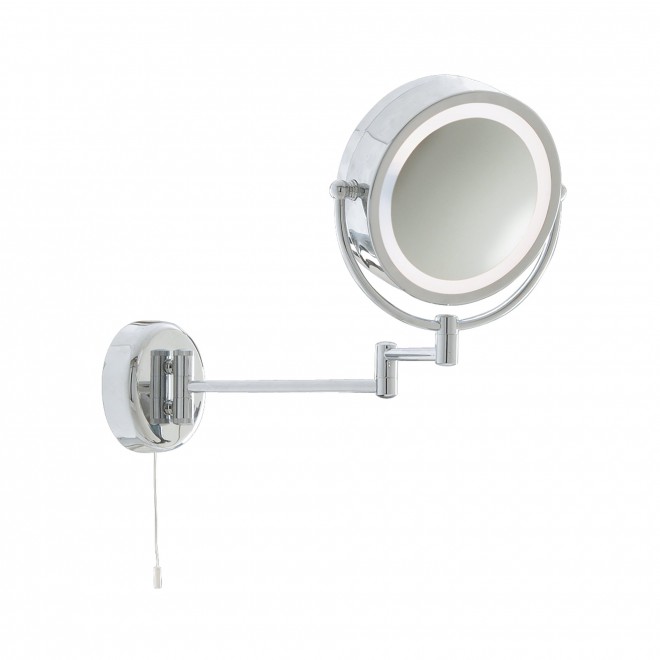 SEARCHLIGHT 11824 | MirrorS Searchlight zidna svjetiljka s poteznim prekidačem elementi koji se mogu okretati 1x E14 IP44 krom, zrcalo