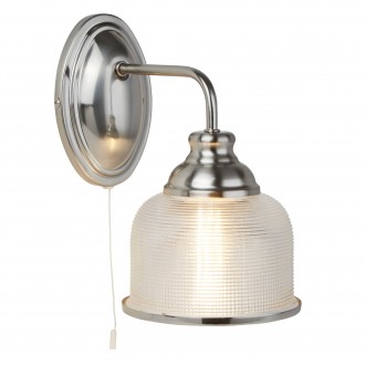 SEARCHLIGHT 2671-1SS | Bistro-II Searchlight zidna svjetiljka s poteznim prekidačem 1x E27 saten srebro, prozirno