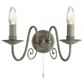 SEARCHLIGHT 3362-2GY | Greythorne Searchlight zidna svjetiljka s poteznim prekidačem 2x E14 siva antik