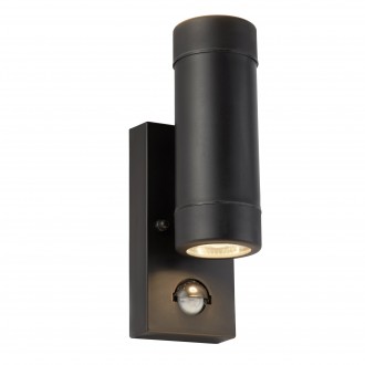 SEARCHLIGHT 6492-2BK | OutdoorS-021 Searchlight zidna svjetiljka sa senzorom 2x GU10 540lm 3000K IP44 crno, prozirno