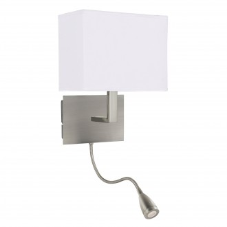 SEARCHLIGHT 6519SS | Wall-SL Searchlight zidna svjetiljka s prekidačem fleksibilna 1x E27 + 1x LED 70lm saten srebro, bijelo
