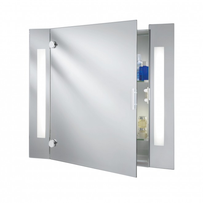SEARCHLIGHT 6560 | MirrorS Searchlight zidna svjetiljka s prekidačem s utičnicom 2x G13 / T8 1250lm 4000K IP44 bijelo, zrcalo