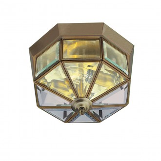 SEARCHLIGHT 8235AB | Flush Searchlight stropne svjetiljke svjetiljka 2x E14 antik bakar, prozirno