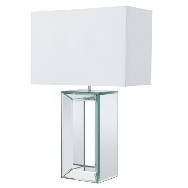 SEARCHLIGHT EU1610 | MirrorS Searchlight stolna svjetiljka 58cm s prekidačem 1x E27 krom, zrcalo, bijelo