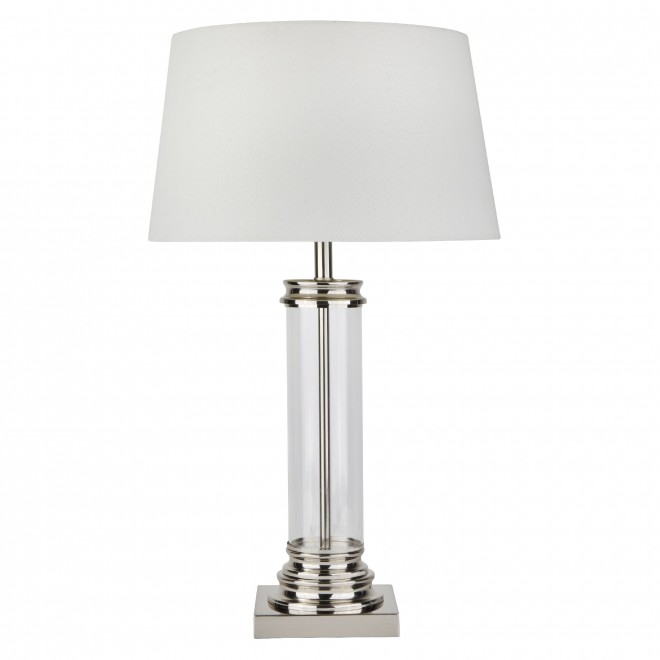 SEARCHLIGHT EU5141SS | Pedestal Searchlight stolna svjetiljka 62cm s prekidačem 1x E27 saten srebro, prozirno, krem
