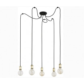 TK LIGHTING 1514 | Qualle Tk Lighting visilice svjetiljka s mogućnošću skraćivanja kabla 5x E27 crno, antik bakar
