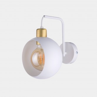 TK LIGHTING 2740 | Cyklop Tk Lighting zidna svjetiljka 1x E27 bijelo, zlatno