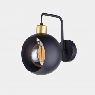 TK LIGHTING 2750 | Cyklop Tk Lighting zidna svjetiljka 1x E27 crno, zlatno