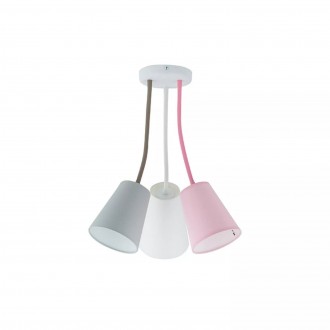 TK LIGHTING 6024 | Wire-TK Tk Lighting stropne svjetiljke svjetiljka 3x E27 bijelo, sivo, ružičasto