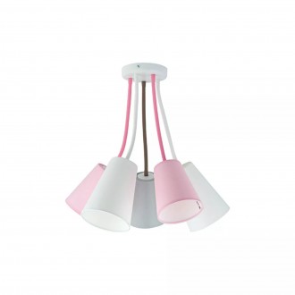 TK LIGHTING 6025 | Wire-TK Tk Lighting stropne svjetiljke svjetiljka 5x E27 bijelo, sivo, ružičasto