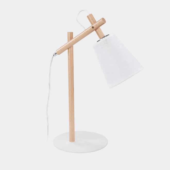 TK LIGHTING 667 | Vaio Tk Lighting stolna svjetiljka 46cm sa prekidačem na kablu 1x E27 bijelo, drvo