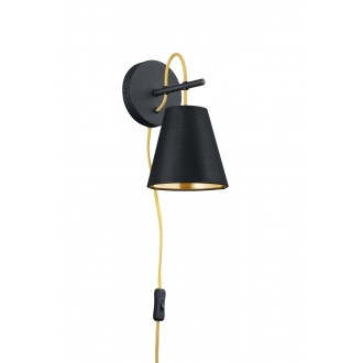 TRIO 207500179 | Andreus Trio zidna svjetiljka sa prekidačem na kablu 1x E14 crno mat, zlatno