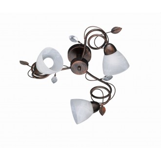 TRIO 600700328 | Traditio Trio stropne svjetiljke svjetiljka 3x E14 antik hrđa, alabaster, prozirno
