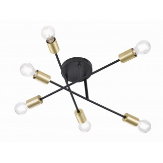 TRIO 606700632 | Cross-TR Trio stropne svjetiljke svjetiljka elementi koji se mogu okretati 6x E27 crno, zlatno