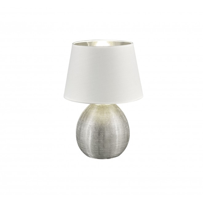 TRIO R50631089 | Luxor-TR Trio stolna svjetiljka 35cm sa prekidačem na kablu 1x E27 srebrno, bijelo