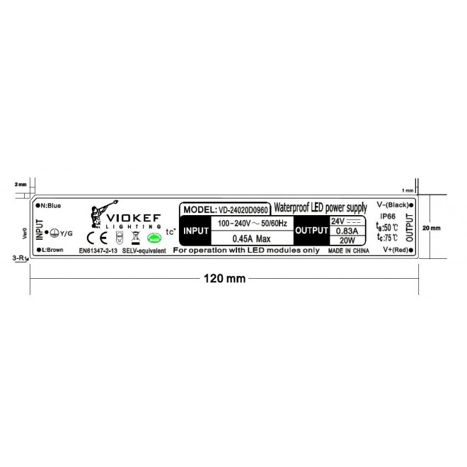 VIOKEF 4182200 | Strip Viokef element sustava - LED napojna jedinica 20W 24V rezervni dijelovi IP66
