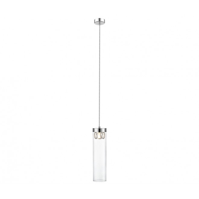 ZUMA LINE P0389-01D-F4AC | Gem Zuma Line visilice svjetiljka cilindar s mogućnošću skraćivanja kabla 1x G9 krom, prozirno, kristal