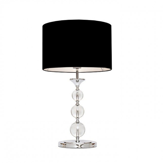 ZUMA LINE RLT93163-1B | Rea Zuma Line stolna svjetiljka okrugli 63cm s prekidačem 1x E27 krom, crno, bijelo