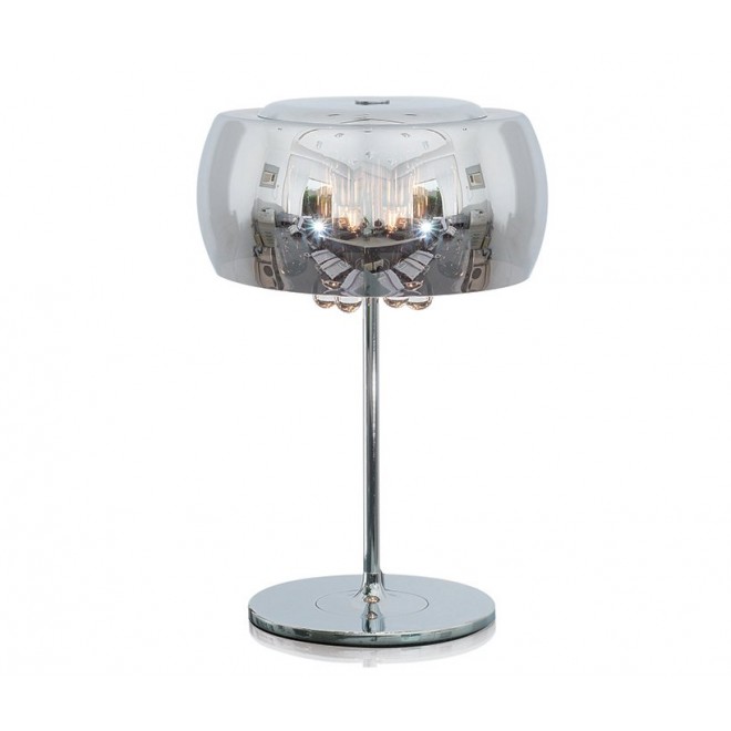 ZUMA LINE T0076-03E | Crystal-ZL Zuma Line stolna svjetiljka okrugli 42cm sa prekidačem na kablu 3x G9 krom, dim, prozirno